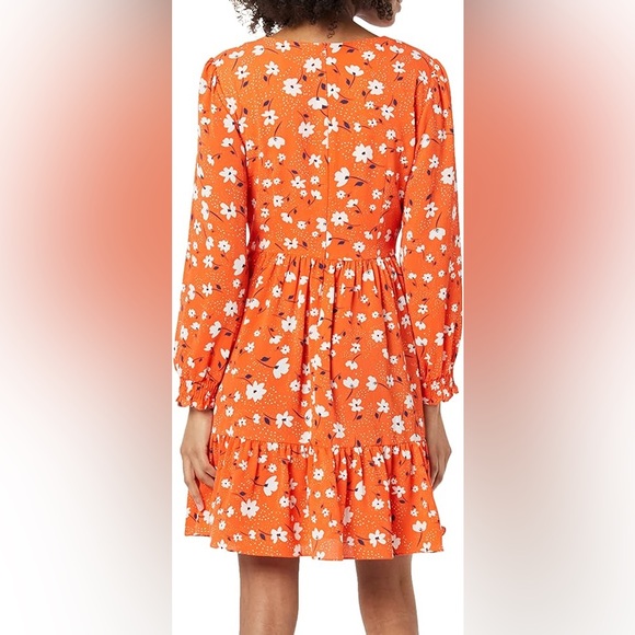 Eliza J v-neck floral long sleeve fit and flare tiered dress - Picture 8 of 8